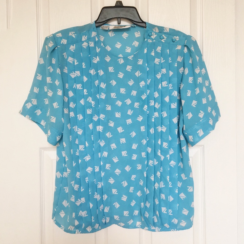 Vintage-Josephine Sheer Blouse-Sky Blue-Size L